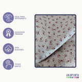 Tecido  Linho com Algodão - Coleção Artesanato - Estampa Flores e Laços