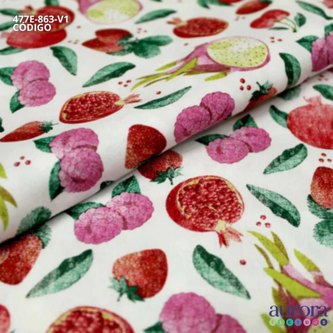 Tricoline Modena 100% Algodão - Pitaya e Romã