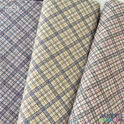 Cotton Linen - Linho com Algodão - Xadrez Diagonal Entardecer