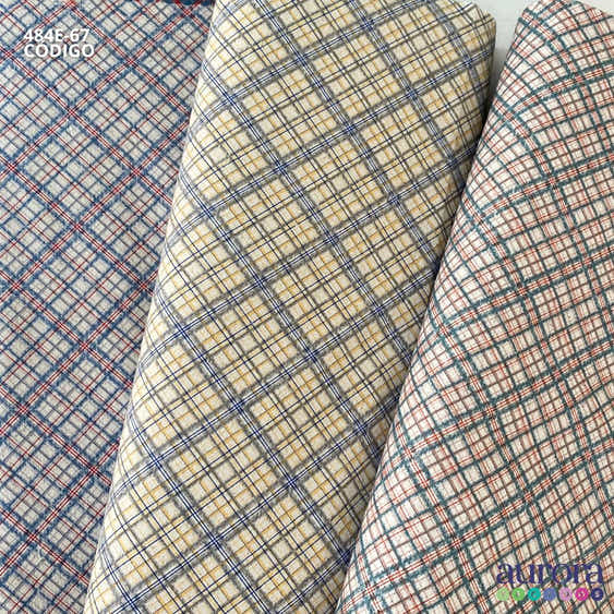 Cotton Linen - Linho com Algodão - Xadrez Diagonal Entardecer