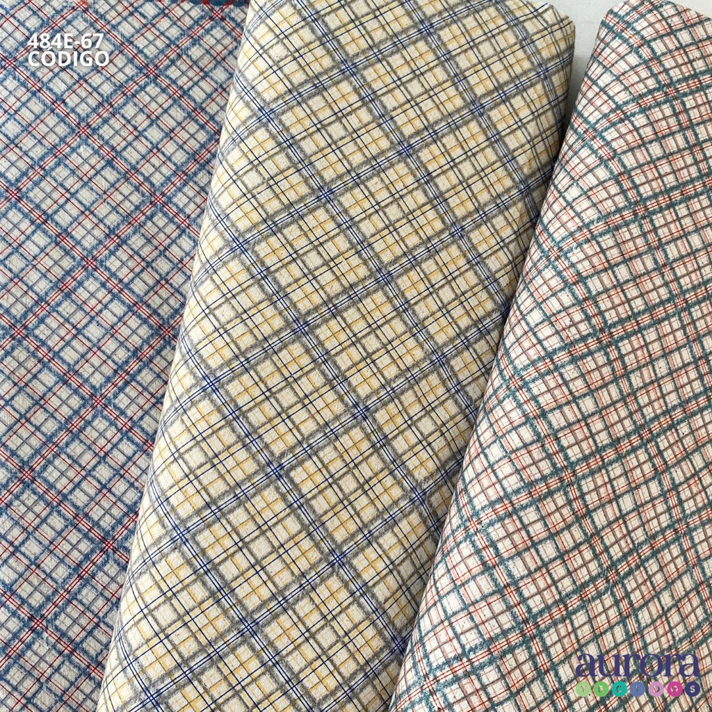 Cotton Linen - Linho com Algodão - Xadrez Diagonal Entardecer