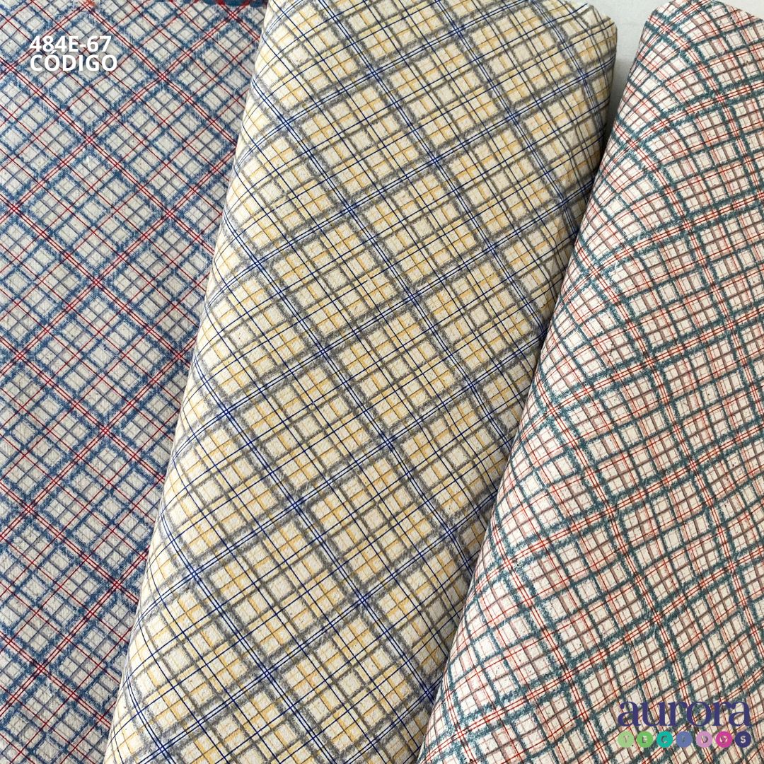 Cotton Linen - Linho com Algodão - Xadrez Diagonal Entardecer