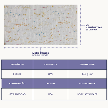 Fraldas Mini Quadriculada Estampas Digitais Floridas