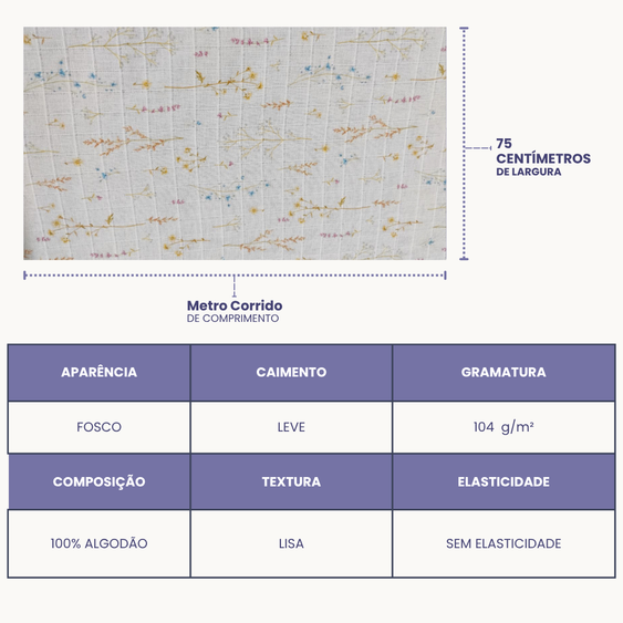 Fraldas Mini Quadriculada Estampas Digitais Floridas