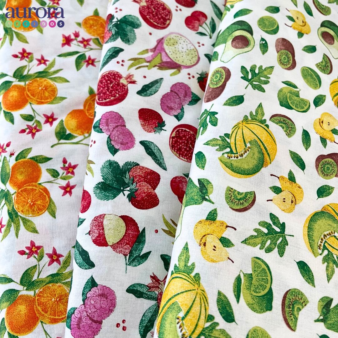 Tricoline Modena 100% Algodão - Laranjas e Flores
