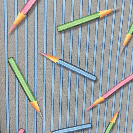 Tricoline Digital 100% Algodão - Coleção Escolar - Estampa  Lápis e Listras