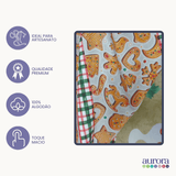 Tricoline Digital 100% Algodão - Coleção Natal - Barrado Biscoitos De Natal