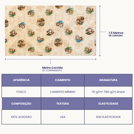 Tricoline Digital 100% Algodão - Coleção Tenha Fé