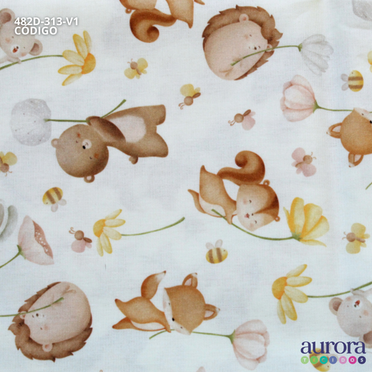 Tricoline Digital 170 fios - Esquilos e Bichinhos