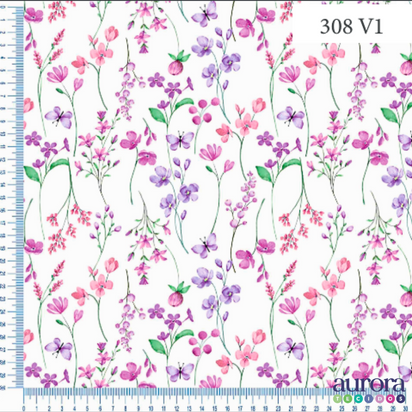 Tricoline Digital 170 fios - Flor e Borboletas