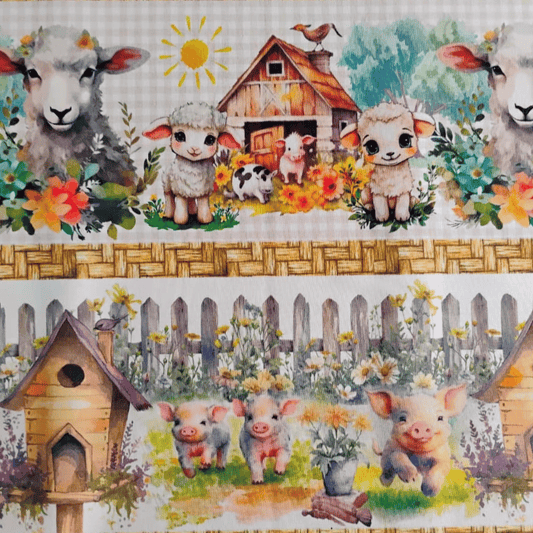 Tricoline Digital 100% Algodão - Coleção Bella Cucina - Barrado Fazenda