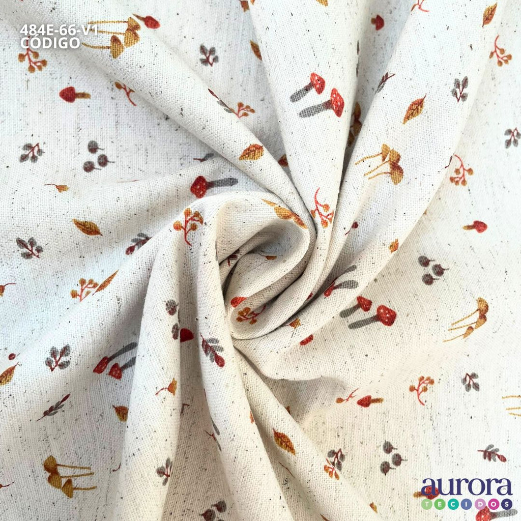 Cotton Linen - Linho com Algodão - Cogumelos Entardecer