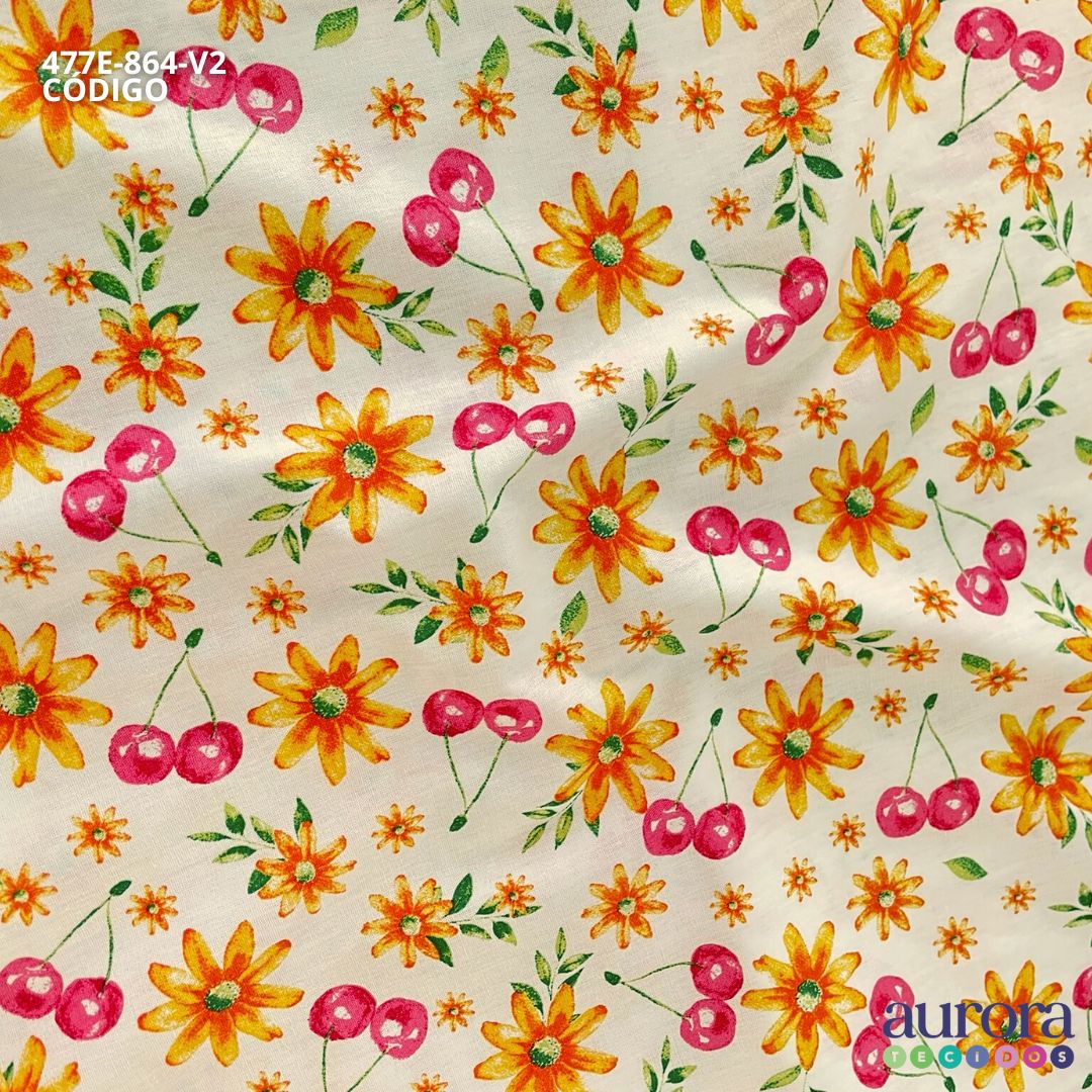 Tricoline Modena 100% Algodão - Cerjas e Flores