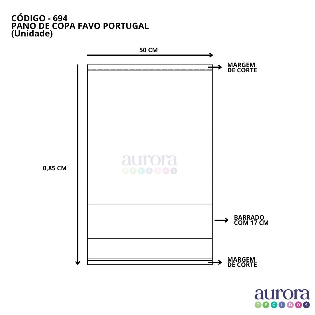 Pano de Copa Favo Portugal com Barrado p/ Pintura