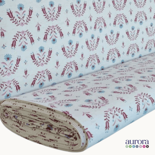 Tecido Linho com Algodão - Coleção Artesanato - Estampa Ramos Floridos