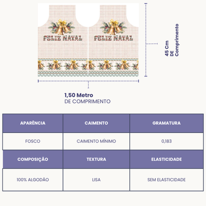 Tricoline Digital 100% Algodão - Coleção Natal Encantado - Molde Avental