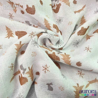 Fralda Dupla Estampada Entardecer - Bichos na Neve