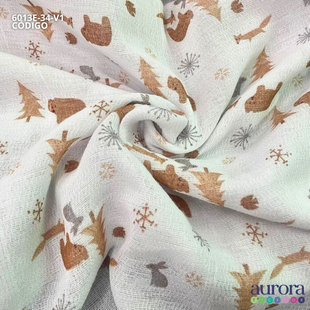 Fralda Dupla Estampada Entardecer - Bichos na Neve