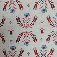 Tecido Linho com Algodão - Coleção Artesanato - Estampa Ramos Floridos