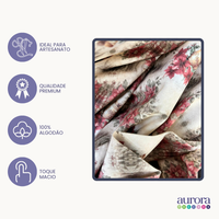 Tricoline Digital 100% Algodão - Coleção Natal - Sinos Floridos