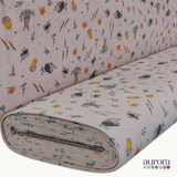 Tecido Linho Misto com Algodão -Estampa Coelho e Pintinhos