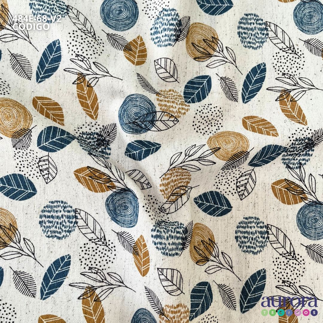 Cotton Linen - Linho com Algodão - Estampa Folhagem Entardecer