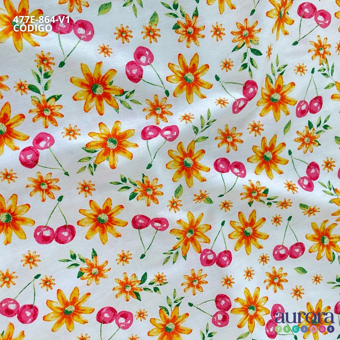 Tricoline Modena 100% Algodão - Cerjas e Flores