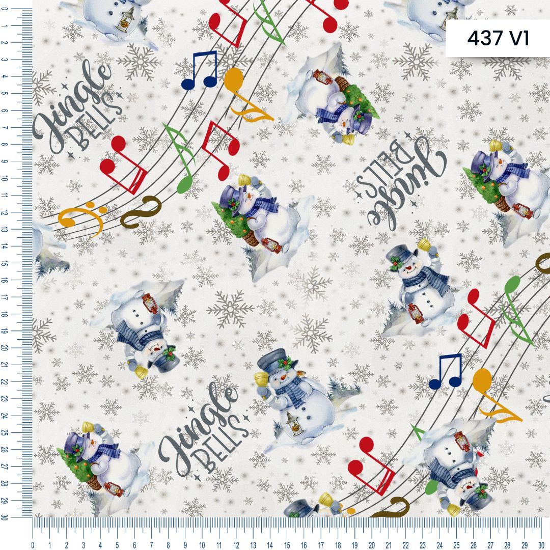 Tricoline Digital 100% Algodão - Coleção Natal 2024 - Notas Musicais