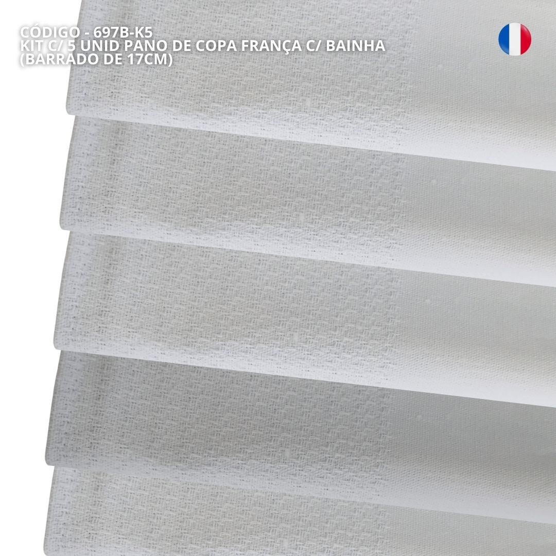KIT C/ 5 Pano de Copa França Ibirapuera Têxtil Com Bainha e Barrado P/ Pintura