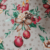 Tricoline Digital 100% Algodão - Coleção Natal - Estampa Velas e Flores