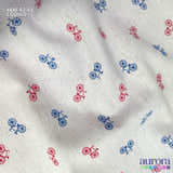 Tecido Algodão Linho Listras 80% Algodão / 20% Linho -  Estampa Bicicletas