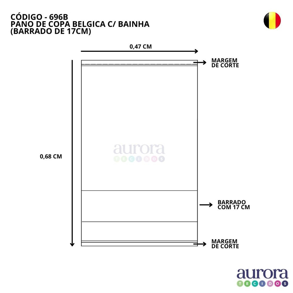 KIT C/ 5 Pano de Copa Belgica Ibirapuera Têxtil Com Bainha e Barrado P/ Pintura