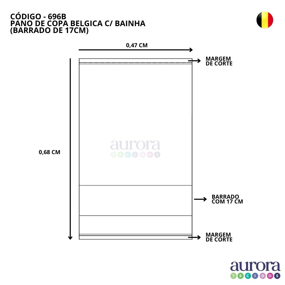 KIT C/ 5 Pano de Copa Belgica Ibirapuera Têxtil Com Bainha e Barrado P/ Pintura
