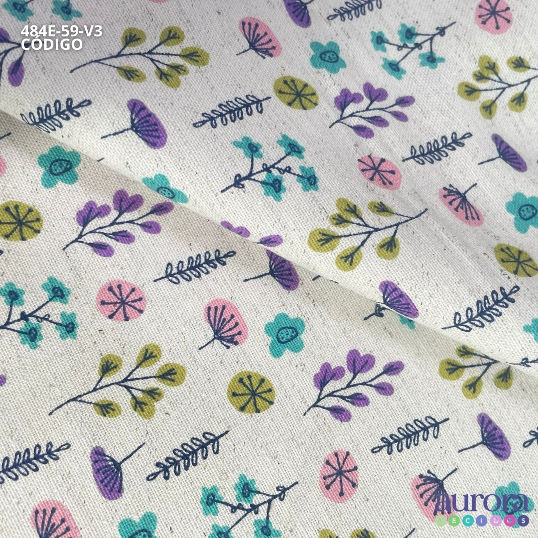 Cotton Linen - Linho com Algodão - Floral Colorido