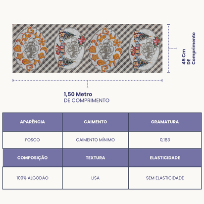 Tricoline Digital 100% Algodão - Coleção Natal - Jogo Americano Mary Christmas