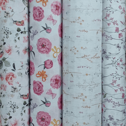 Fraldas Mini Quadriculada Estampas Digitais Floridas