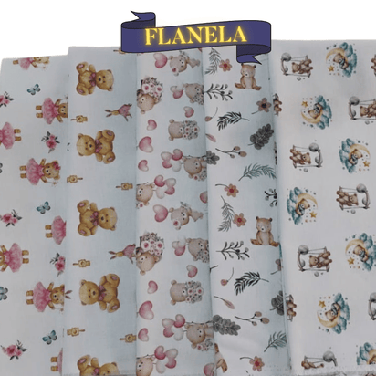 Tecido Flanela Digital -  Estampa Ursos