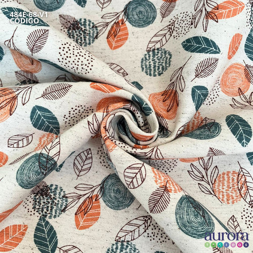 Cotton Linen - Linho com Algodão - Estampa Folhagem Entardecer