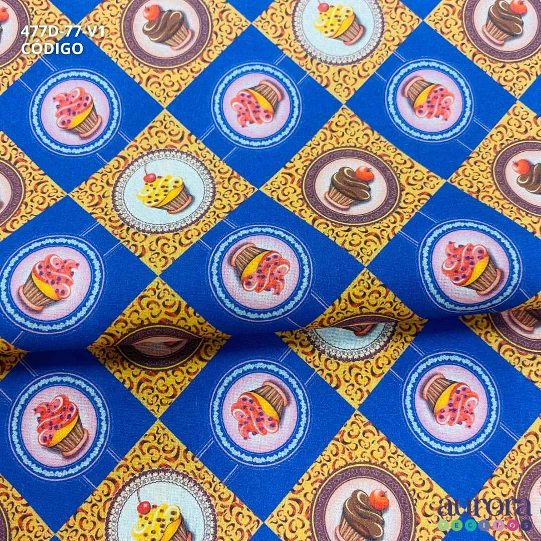 Tricoline Modena Digital 100% Algodão -   Páscoa Encantada Cupcake III