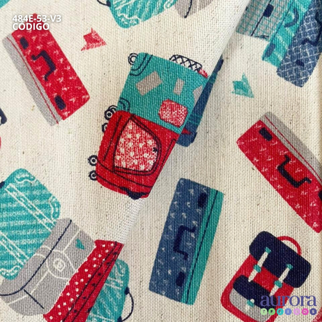 Cotton Linen - Linho com Algodão Estampa Bagagens