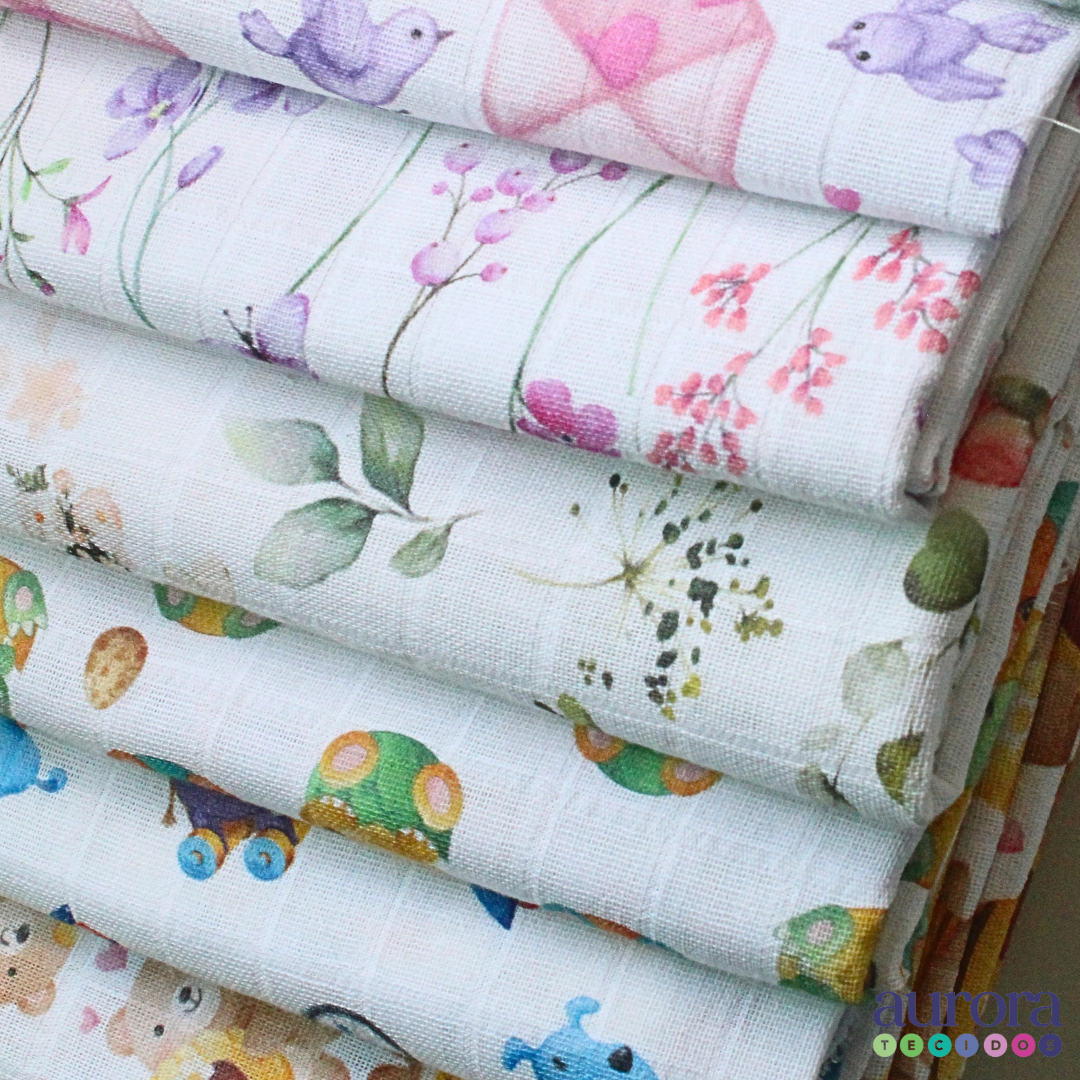 Fralda 100% Algodão Quadriculada Digital  – Estampa Baby Space