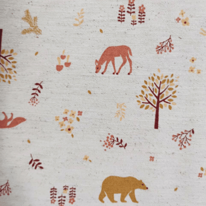 Tecido Linho com Algodão -Coleção Artesanato - Estampa Bichos na Floresta