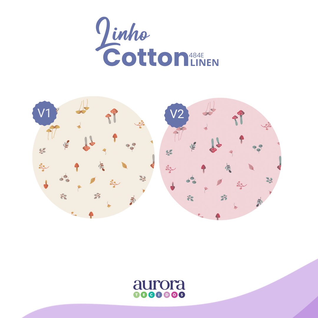 Cotton Linen - Linho com Algodão - Cogumelos Entardecer