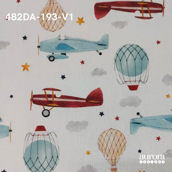 Tecidos Tricoline 100% Algodão Coleção Baby Estampa Aérea