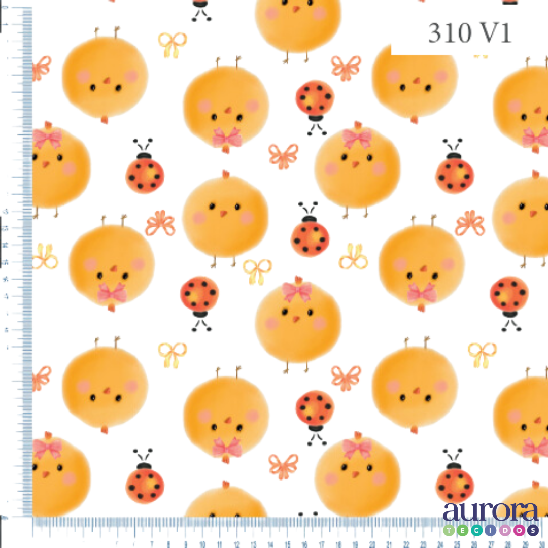 Flanela Digital Estampada - Joaninha e Piu-piu