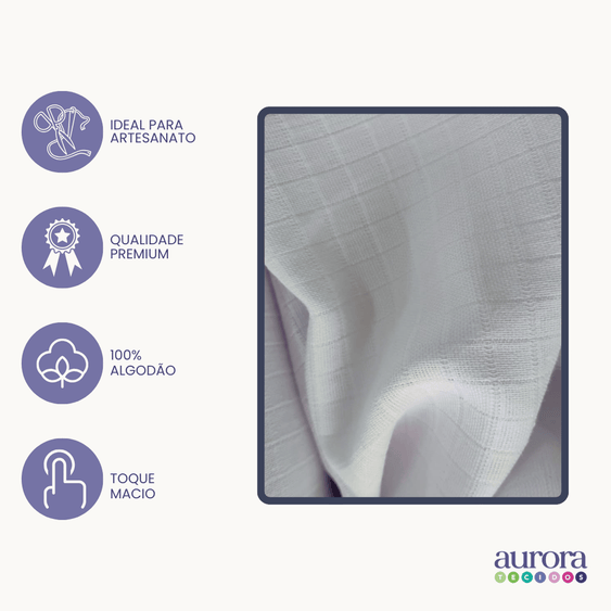 Tecido Fralda  Vichy Mini Quadriculada