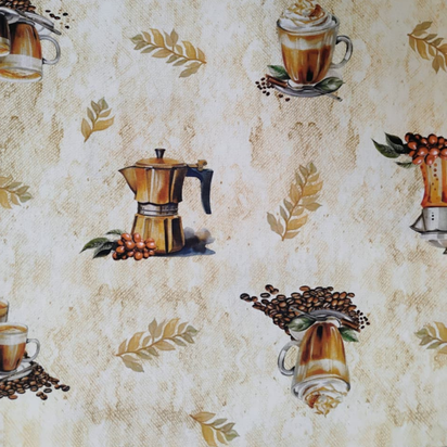 Tricoline Digital 100% Algodão -Coleção Artesanato - Estampa Capuccino