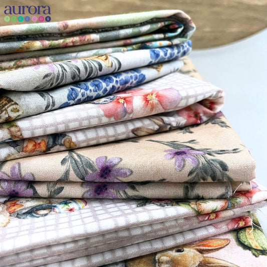 Tricoline Digital 100% Algodão - Páscoa Encantada - Estampa Listra e Flores