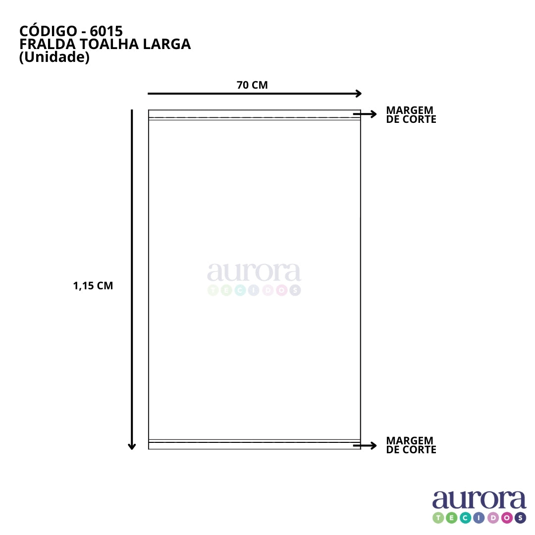 Fralda Lisa Dupla Larga - largura 0,70 x 1,15 m