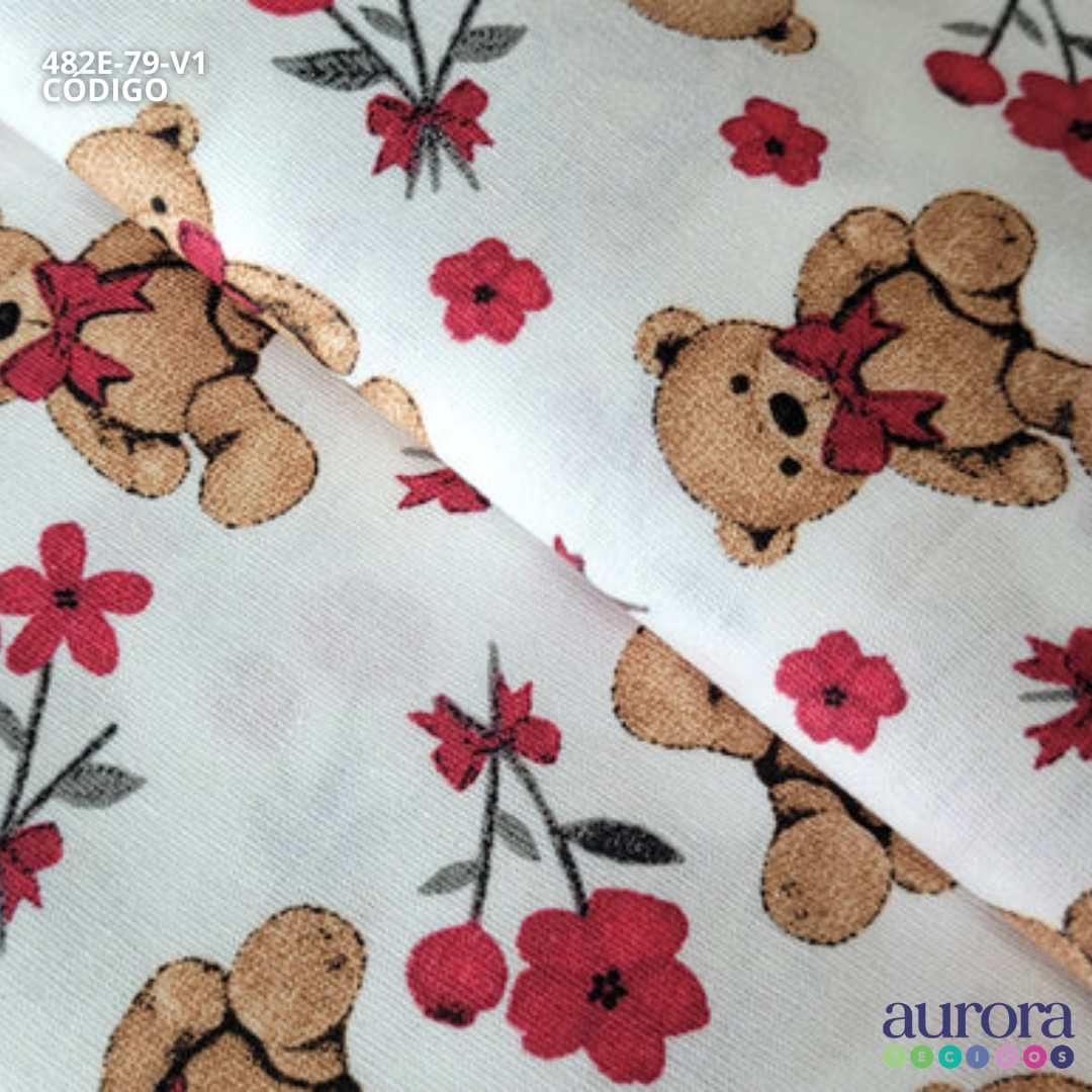 Tricoline Bellagio 170 fios - Urso e Flores